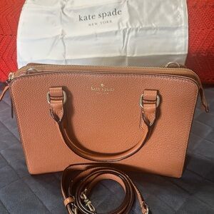 KATE SPADE LISE MULBERRY STREET TAN BROWN PEBBLE LEATHER HANDBAG PURSE CROSSBODY